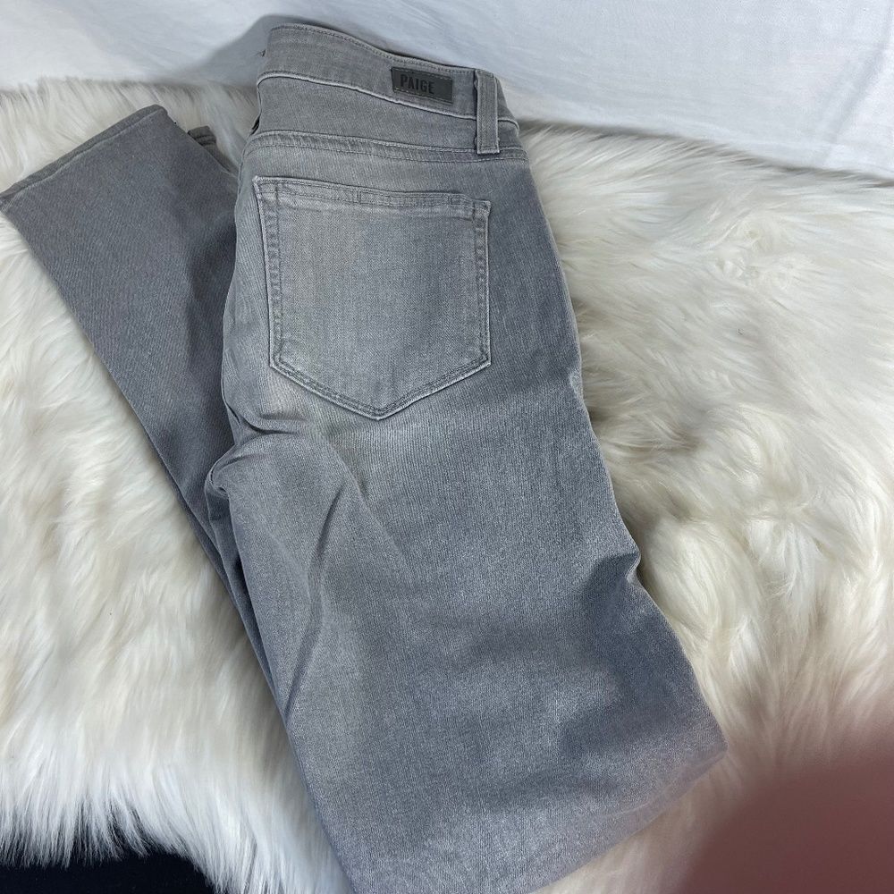 PAIGE Dove Grey Skinny Moto Jeans Sz 27